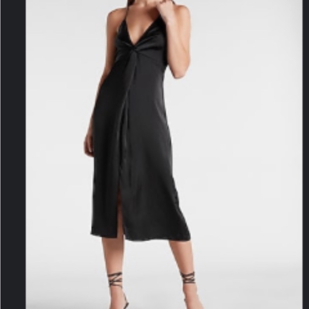 Express Twist-front Elegant Slip Black Dress